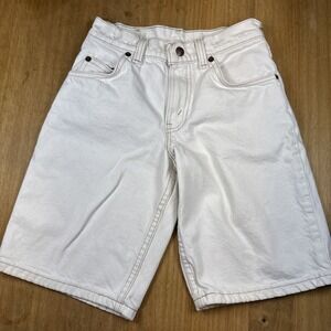 Vintage Orange Tab Levi's 560 Loose White Denim Shorts Girls 10Reg Made In USA